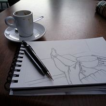 Un buen Café.. Fine Arts, Comic, Drawing, Pencil Drawing, Artistic Drawing, Portrait Drawing, Design, and Character Design project by Mariene Benutti Giunta - 12.27.2018