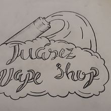 Logo Juarez Vape Shop. Un proyecto de Bocetado, Creatividad, Dibujo, Dibujo a lápiz, Diseño de logotipos, Diseño gráfico, Lettering, Marketing, Publicidad y Tipografía de Jose Buso Torres - 30.12.2018
