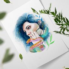Retrato ilustrado en acuarela y lápices de color. Un proyecto de Ilustración tradicional de María González - 31.12.2018