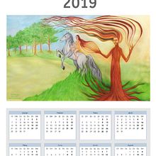 Calendario póster 2019. Un progetto di Belle arti, Disegno artistico, Design editoriale, Graphic design e Illustrazione tradizionale di Ara Arts - 01.01.2019