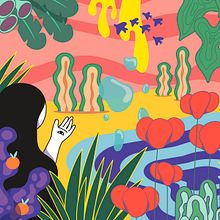 "Organic paradise" va de mundos imaginarios donde naturaleza y seres de líneas sinuosas se funden en un caos psicodélico y de colores infinitos. Eso es!. Un proyecto de Bellas Artes, Dibujo, Diseño, Diseño gráfico, Ilustración tradicional, Ilustración digital e Ilustración vectorial de Hugo Giner - 01.01.2019