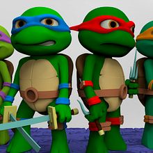 Tortugas Ninja Cartoon. Un proyecto de 3D y Diseño de personajes 3D de Carlos Garcia Canals - 03.01.2019