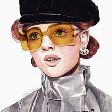Gafas amarillas. Acuarela y lápiz. Un proyecto de Dibujo e Ilustración tradicional de Rosa García - 04.01.2019