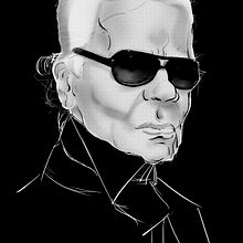 Retrato de Karl Lagerfeld. Un proyecto de Dibujo de Retrato, Fotografía de retrato, Ilustración tradicional e Ilustración digital de Bad Jupiter - 02.01.2019
