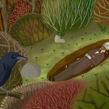 El Alegre Muerto - Poema. Ilustração tradicional projeto de Angela Hidalgo - 17.01.2019