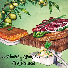 ilustración de libro de tipicas tapas de Andalucia. Traditional illustration project by Laura Orcera Perez - 01.18.2019