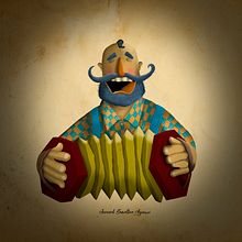 Acordeonista . Ilustrație digitală de Juvenal Zamalloa Aguirre - 01.20.2019