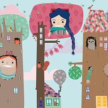 Intervención paradas Tranvía Zaragoza con Festival Asalto. Street Art, and Traditional illustration project by Beatriz Entralgo - 08.21.2016