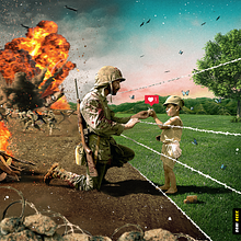 War paradox. Un progetto di Creatività, Design di poster , Character design, Graphic design, Marketing, Marketing digitale, Pubblicità e Ritocco fotografico di Dani Geek - 25.01.2019