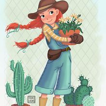 Fant art: Niña jardinera. Un progetto di Belle arti e Illustrazione tradizionale di Lidia Terol - 26.01.2019