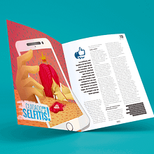 Selfies Addiction. Editorial Design, Traditional illustration, and Digital Illustration project by Cristian Sandoval Puentes - 02.04.2019