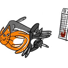 Mis gatos un domingo de invierno. Drawing, and Digital Illustration project by Sergio Martínez - 01.27.2019