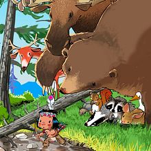La caza. Cuento tradicional Mohawk.. Un progetto di Illustrazione tradizionale e Illustrazione digitale di Josep Giró - 30.01.2019