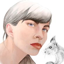 Rebeka y las Ardillas Mi Proyecto del curso: Retrato ilustrado en acuarela. Portrait Drawing, Digital Illustration, and Watercolor Painting project by Francisco Javier Llobregat Garcia - 02.09.2019