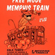 Cartel Concierto Free Mode/Memphis Train. Creativit, Artistic Drawing, Poster Design, Graphic Design, and Traditional illustration project by Iago Baltanás Bugallo - 02.11.2019