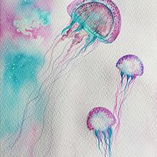 Medusas en el espacio marino. Projekt z dziedziny Trad, c i jna ilustracja użytkownika teresa chinarro - 16.02.2019
