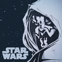 Darth Maul. Desenho a lápis projeto de Adrián Jiménez Vallés - 05.06.2018