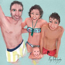 Mi visón de la familia de Paqui y Tomás!!. Traditional illustration project by Milagros Argüelles González - 02.17.2019