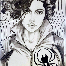 Frontal de Blackwidow - Lapiz. Een project van  Tekening, Tekening met potlood,  Portrettekening y Traditionele illustratie van Jonny GC - 22.02.2019