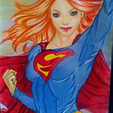 Supergirl NEW 52 - Lapices de colores. Een project van  Tekening, Tekening met potlood,  Artistieke tekening y Traditionele illustratie van Jonny GC - 01.03.2019