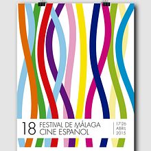 Diseño cartel 18º Festival de Málaga. Cine español. Design de cartaz, Design gráfico, Ilustração vetorial e Ilustração tradicional projeto de Carmen Fernández Toré - 05.03.2019