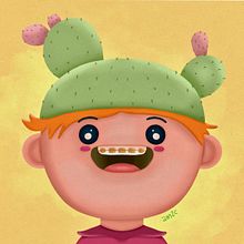 Niño cactus. Traditional illustration, and Digital Illustration project by Alicia Mjz - 03.09.2019