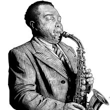 Charlie Parker. Ilustração tradicional projeto de Josep Mª Zapata Cano - 11.03.2019