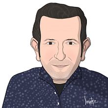 Mikel Santiago (escritor). Desenho de retrato, Ilustração tradicional e Ilustração digital projeto de Sergio Martínez - 25.02.2019