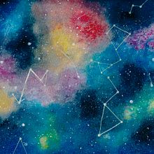 mi galaxia. Design, and Watercolor Painting project by Angélica Díaz - 03.18.2019