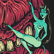 Monkey Satan Skate by MeFO. Un proyecto de Cómic, Dibujo, Diseño, Diseño de carteles, Ilustración tradicional, Ilustración digital y Serigrafía de Miguel Francisco Offidani - 01.04.2019