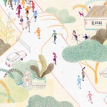 Ilustración editorial - Caminatas solidarias. Drawing, Editorial Design, and Traditional illustration project by "lanómada" - 04.08.2019