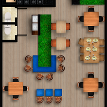 Mi Proyecto del curso: Diseño de interiores para restaurantes. Un proyecto de Arquitectura de Daisy Meléndez - 12.04.2019