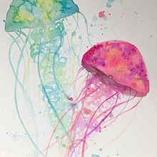 Mis Medusas. Watercolor Painting project by Gaby R - 04.14.2019