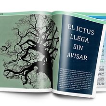 Proyecto editorial. Reportaje sobre el ictus. . Projekt z dziedziny Grafika ed i torska użytkownika Barbara Górowska - 15.04.2019
