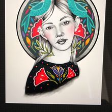Folk Girl. Un proyecto de Bellas Artes, Concept Art, Creatividad, Dibujo, Dibujo a lápiz, Dibujo artístico, Dibujo de Retrato, Dibujo realista, Ilustración tradicional, Ilustración digital y Pintura a la acuarela de Ana Serna - 16.04.2019