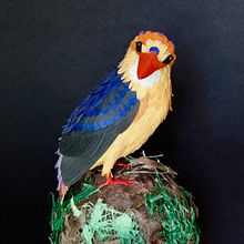 Martín pescador oriental enano (proyecto personal) . Een project van Papercraft van Gabriela Castellanos - 17.04.2019