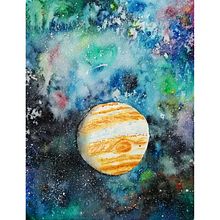Técnicas modernas de acuarela: Júpiter. Fine Arts, Creativit, and Traditional illustration project by Sara María Dallarés Villar - 04.19.2019