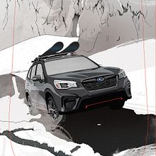 Tabla de Snow para el Subaru Winter Fest. Un progetto di Illustrazione tradizionale di Óscar Lloréns - 24.04.2019