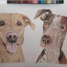 Leía y Chimo. Fine Arts, Drawing, Pencil Drawing, Artistic Drawing, Portrait Drawing, and Realistic Drawing project by Cristina Bodeanu - 04.25.2019