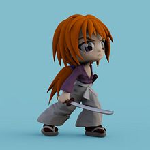 Fanart chibi Kenshin. Un proyecto de 3D, Diseño de personajes 3D y Modelado 3D de ismael_panadero - 27.04.2019