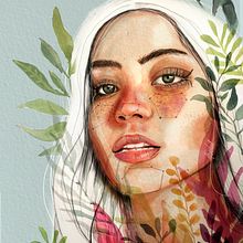 Mi Proyecto del curso: Retrato ilustrado en acuarela. Pencil Drawing, Digital Illustration, and Watercolor Painting project by Lourdes Villagra - 04.27.2019