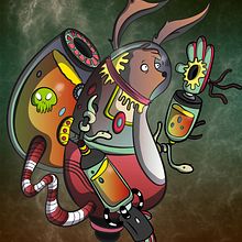 Conejo Espacial. . Concept Art, Creativit, Drawing, Design, Graphic Design, Traditional illustration, and Digital Illustration project by pulgosos mx - 04.30.2019