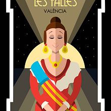 Cartel Las Fallas - Estilo Art Deco. Un proyecto de Bellas Artes, Dibujo, Diseño de carteles y Diseño de personajes de Miguel Camacho Gordaliza - 02.05.2019