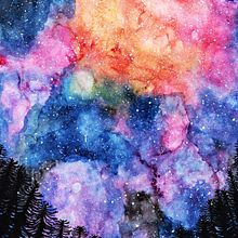 Mi Proyecto del curso: Técnicas modernas de acuarela- Noche en la Cordillera. Un proyecto de Dibujo artístico de Cele Poggi - 10.05.2019