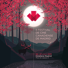 Cartel II Festival de Cine Canadiense de Madrid (2019). Un proyecto de Diseño de carteles e Ilustración tradicional de David Duprez - 01.01.2019
