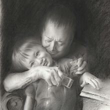 Amor de Abuela. Grafito y carboncillo. Un proyecto de Dibujo de Marisa Zurita López - 15.05.2019