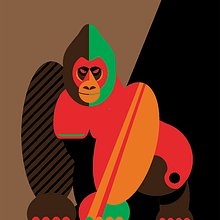 GORILA ESPALDA ROJA. Traditional illustration project by Daniel Moon - 05.16.2019