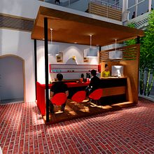 Sala de estar (vivienda proyecto academico). Een project van Architectuur y  3D-modellering van Paola Nieto - 22.11.2018