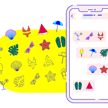 Summer icons __ Pack de stickers para WhatsApp. Un proyecto de Dirección de arte, Diseño, Diseño gráfico e Ilustración digital de María Marqueses - 17.05.2019