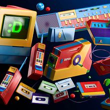 Iconos ochenteros. 3D, Art Direction, and Digital Illustration project by Alejandro López Becerro - 05.22.2019
